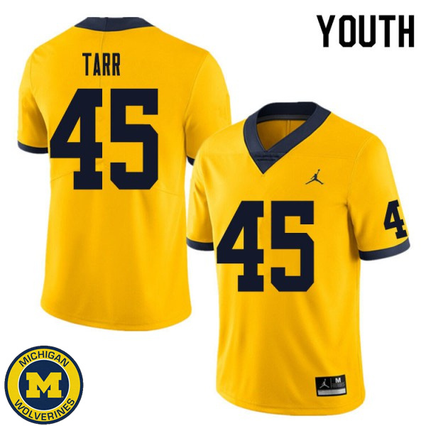 Youth Michigan Wolverines #45 Greg Tarr Yellow Player Jersey